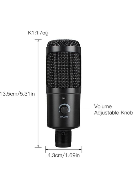 USB Kondansatör Mikrofon Profesyonel Ses Kontrolü Tak ve Kullan (Yurt Dışından)