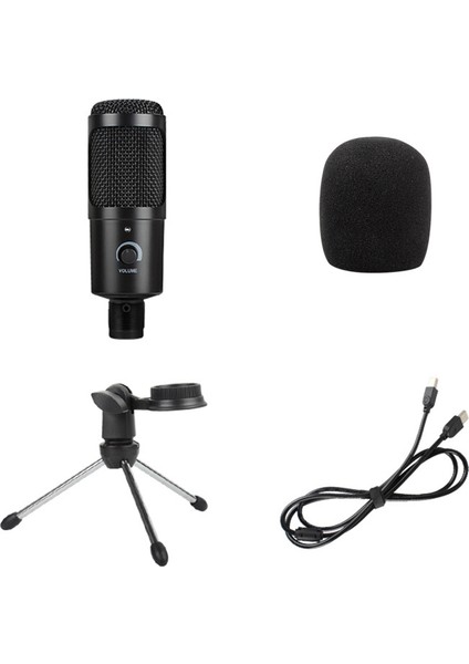 USB Kondansatör Mikrofon Profesyonel Ses Kontrolü Tak ve Kullan (Yurt Dışından)