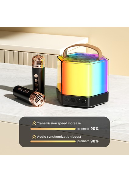 Mini Kablosuz Karaoke Makinesi Çift Mikrofonlu Rgb Işık (Yurt Dışından)