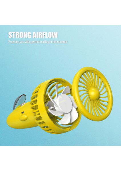 Taşınabilir 1200MAH USB Şarj Edilebilir Mini Fan 3 Hızlı Sarı (Yurt Dışından)