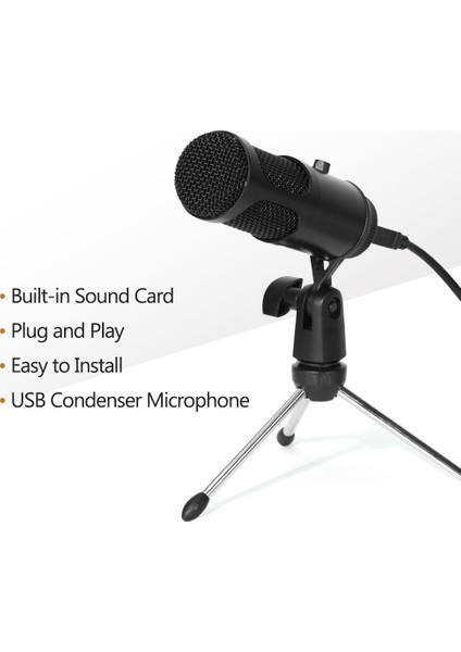 USB Kondansatör Mikrofonu Tak ve Kullan Ses Kontrolü (Yurt Dışından)