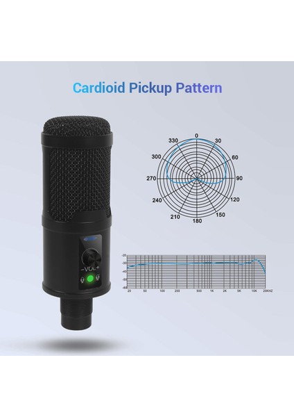 Bilgisayar Canlı Yayınları ve Müzik Kaydı Için Kablolu USB Kondansatör Mikrofonu (Yurt Dışından)