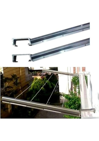 Paslanmaz %100 Alüminyum Kare Balkon Küpeşte - Cam Balkon Askısı - Çamaşır Kurutmalık (6x2,5 Cm)