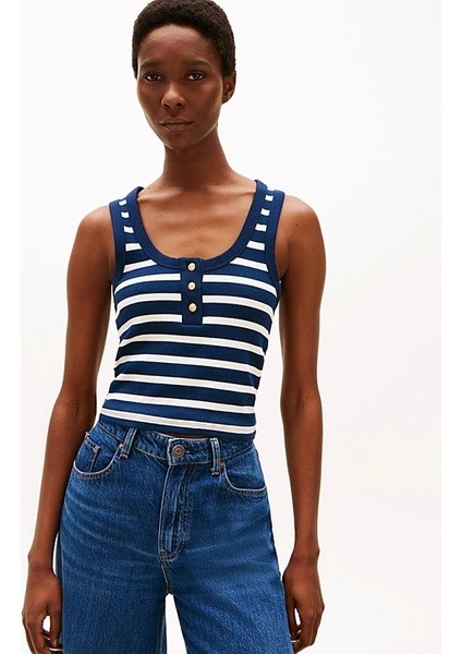 Slım Henley GB Scoop-Nk Tank Top