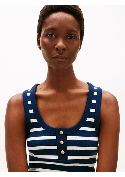 Slım Henley GB Scoop-Nk Tank Top