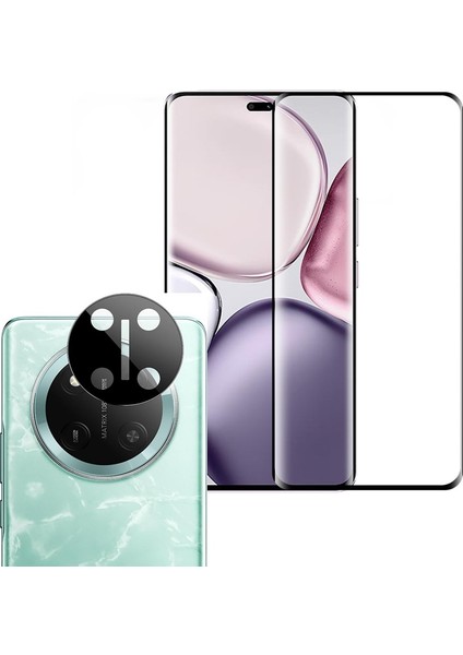 Honor Magic 7 Lite Kamera Lens Koruyucu + Ekran Koruyucu Polymer Nano Ekran Kavisini Kaplar