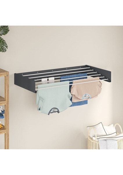 Belize Çamaşır Kurutma Askısı - 100 cm Antrasit - Duvara Monte Katlanabilir Kurutmalık