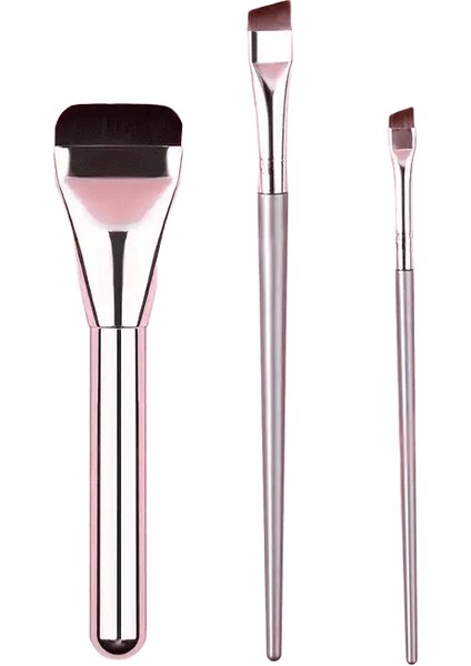 Ultra Ince Temel Fırçası Bir Satır Temel Fırçası Ultra Inatsız Kapatıcı Eyeliner Fırçası 3 Pcs Makyaj Fırçaları Aracı Sethandle Renk: 3pcs Gümüş (Yurt Dışından)
