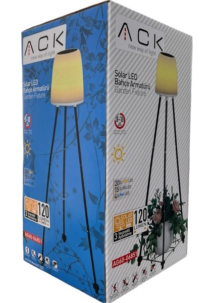 Ack AG60-06851 457MMX457MMX107MM IP54 LED Ayaklı Solar Sıyah Aplık Güneş Enerjili Bahçe Aydınlatması, Rengi Ayarlanabilir Dekoratif Aydınlatma indirimleri