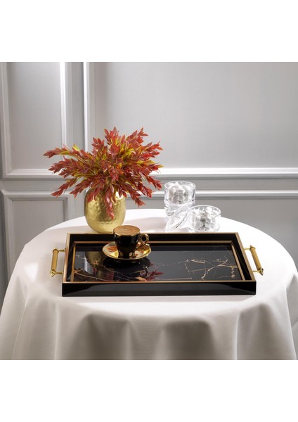 Kunst Tepsi-1 PARÇA-GOLD/SIYAH04