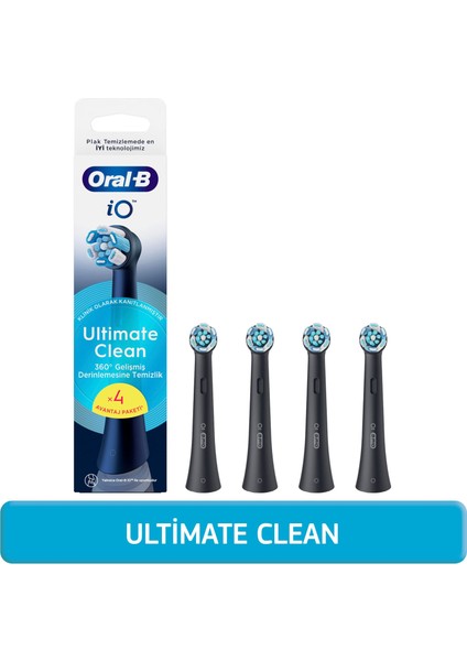 iO Ultimate Clean Siyah Diş Fırçası Yedek Başlığı 4 Adet
