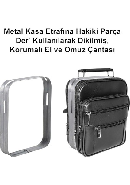 Deri Çelik Kasalı El Çantası Büyük Boy Mdmbag