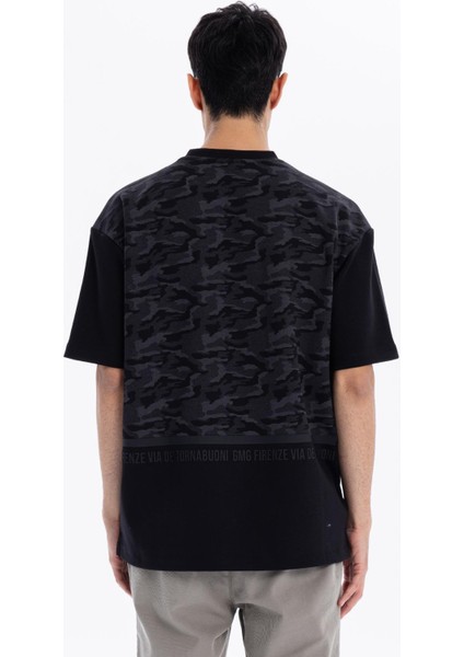 Bisiklet Yaka Oversize Kamuflaj Erkek T-Shirt