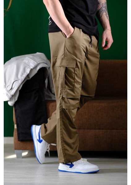 Masi Baggy Kort Paraşüt Düz Ipli Paça Kargo Cepli Erkek Eşofman Alt