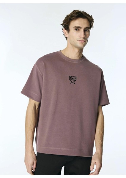 Bisiklet Yaka Gmg Yıldız Baskılı Oversize Erkek T-Shirt