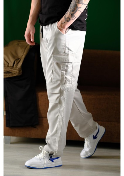 Masi Baggy Kort Paraşüt Düz Ipli Paça Kargo Cepli Erkek Eşofman Alt