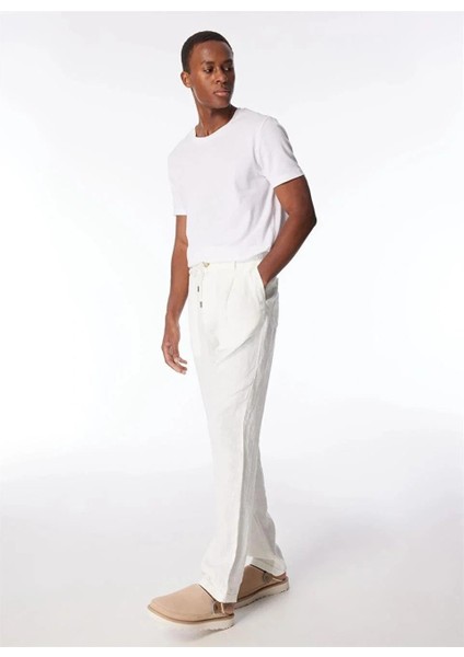 Arkası Torba Cepli %100 Keten Regular Erkek Pantolon fırsatları