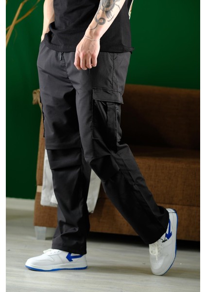 Masi Baggy Kort Paraşüt Düz Ipli Paça Kargo Cepli Erkek Eşofman Alt