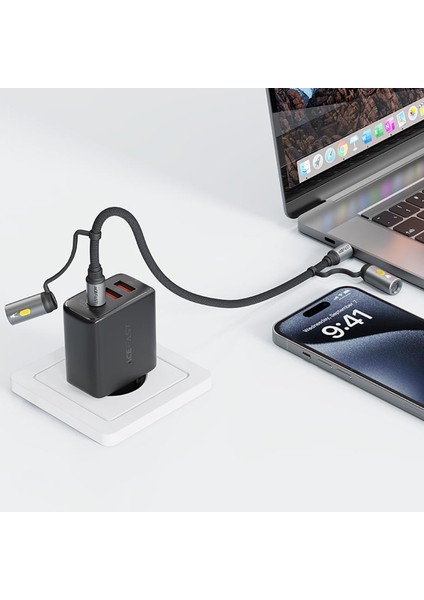 J4 Usb-C Şarj Data Kablosu (Led Işık / Çakmak)