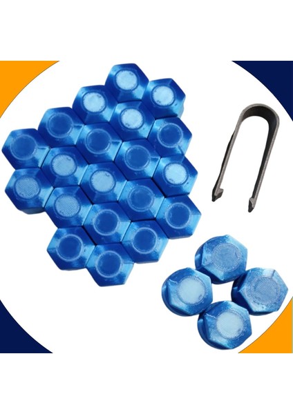 Skoda Octavia 2005-2012 Modelleri Parlak Mavi Bijon Kapağı Set 20+4 (17MM Somun Tüm Araçlar)