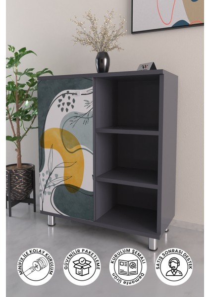 3 Raflı Tek Kapak Minimal Shape Çok Amaçlı Dolabı Mutfak Kiler Banyo Balkon Erzak Dolabı