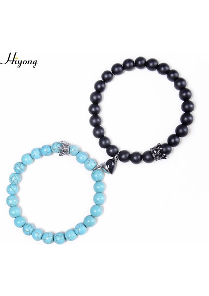 No.11 Boyutu 2021 Yeni Moda Doğal Beyaz Halit Taşı Boncuk Bilezikler Manyetik Kalp Şekilli Çift Bilezik Mesafe Taş Bileziği Takı Hediye (Yurt Dışından)