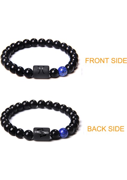 23CM Tarzı Boğa Burcu 12 Burç Takı Taş Boncuklu Çift Bilezik Doğal Siyah Oniks Taşı Esnek Şans Bileklik Kadın Erkek Doğum Günü Hediyesi (Yurt Dışından) fırsatları