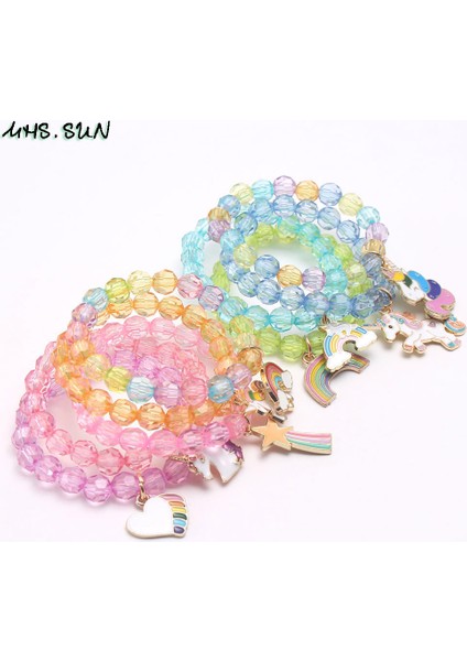 C-5 Adet Aynı Mhs.sun Moda Bebek Kız Boncuk Bilezik Diy Çocuklar Sevimli Takı Çizgi Film Tek Boynuzlu At Kolye Bilezik Şanslı Bilezikler Için Çocuklar 5pc (Yurt Dışından)