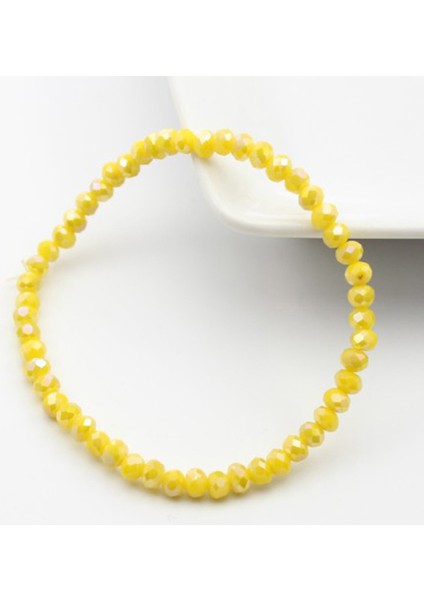 HT4M16 Sarı El Yapımı Kadın 4mm Taşlı Kristal Boncuklu Yuvarlak Cam Boncuk Esnek Bilezik Femme Bilezik Kadın Kız Sarma Takı (Yurt Dışından)