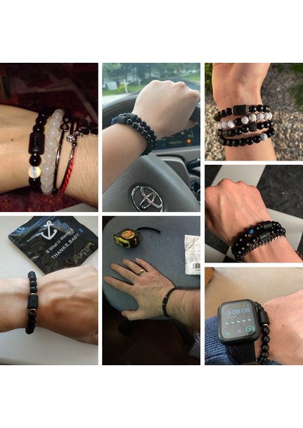 19CM Tarzı Boğa Burcu 12 Burç Takı Taş Boncuklu Çift Bilezik Doğal Siyah Oniks Taşı Esnek Şans Bileklik Kadın Erkek Doğum Günü Hediyesi (Yurt Dışından) modelleri