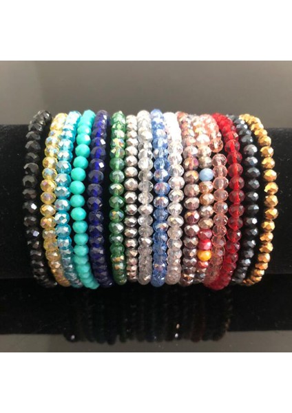 HT4M16 Sarı El Yapımı Kadın 4mm Taşlı Kristal Boncuklu Yuvarlak Cam Boncuk Esnek Bilezik Femme Bilezik Kadın Kız Sarma Takı (Yurt Dışından) fiyatları