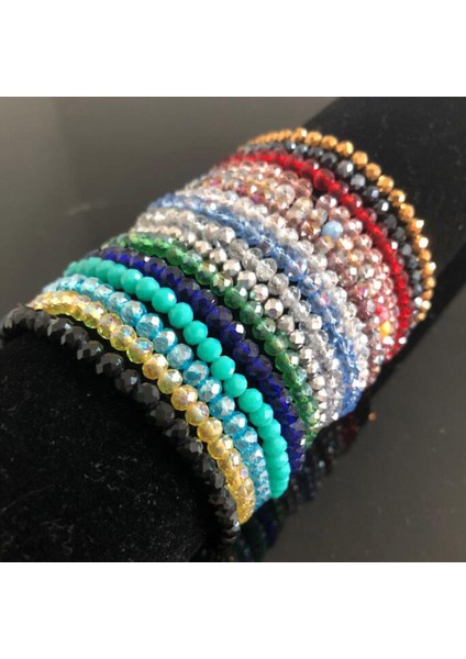 HT4M16 Sarı El Yapımı Kadın 4mm Taşlı Kristal Boncuklu Yuvarlak Cam Boncuk Esnek Bilezik Femme Bilezik Kadın Kız Sarma Takı (Yurt Dışından) modelleri