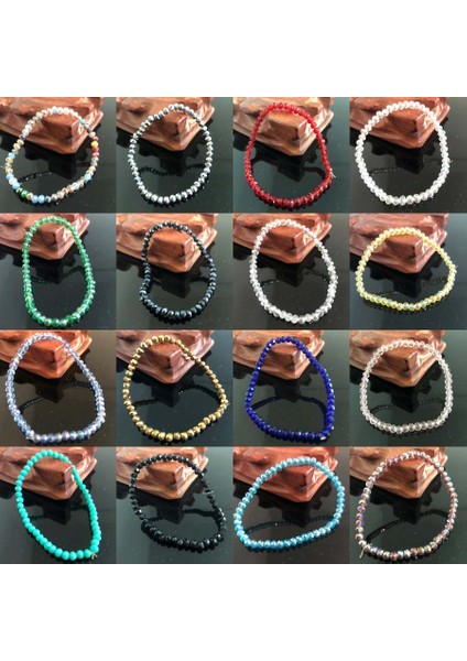 HT4M16 Sarı El Yapımı Kadın 4mm Taşlı Kristal Boncuklu Yuvarlak Cam Boncuk Esnek Bilezik Femme Bilezik Kadın Kız Sarma Takı (Yurt Dışından) fırsatları