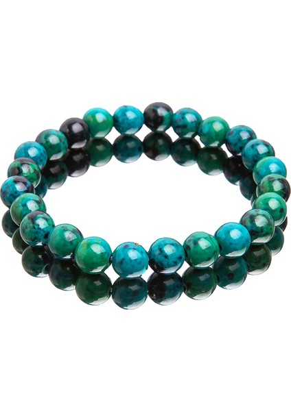 8 mm Boncuk Stili Yeşil Doğal Malakit Bilezik Kadın Erkek Taş Boncuk Bilezik Yuvarlak Diyabet Rahatlatma Çift Bileklik Takı mm (Yurt Dışından)