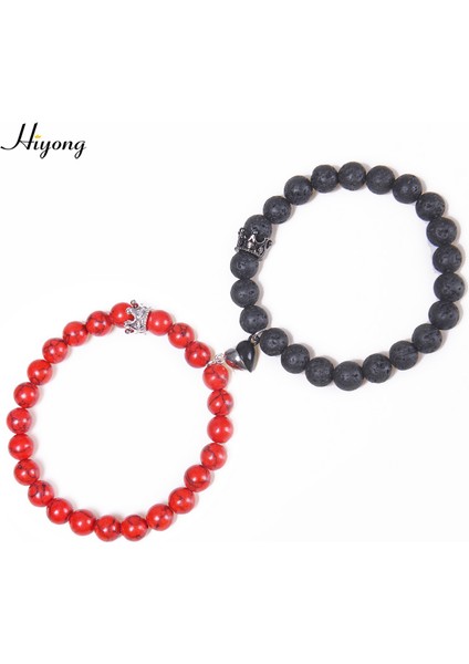 No.9 Boyutu 2021 Yeni Moda Doğal Beyaz Halit Taşı Boncuk Bilezikler Manyetik Kalp Şekilli Çift Bilezik Mesafe Taş Bileziği Takı Hediye (Yurt Dışından)