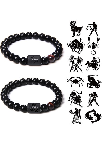 23CM Tarzı Boğa Burcu Moda Erkek Bilezik 12 Burç Takı Doğal Oniks Boncuklu Doğum Günü Takı Kadın Erkek Çiftler Hediye Için Gösterge Bilezik (Yurt Dışından) fiyatları