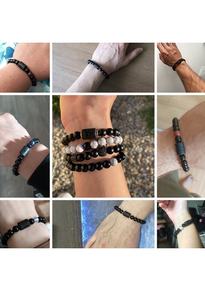 23CM Tarzı Aslan Moda Erkek Bilezik 12 Burç Takı Doğal Oniks Boncuklu Doğum Günü Takı Kadın Erkek Çiftler Hediye Için Gösterge Bilezik (Yurt Dışından)