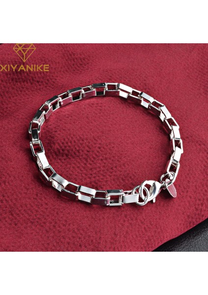 Xıyanıke Gümüş Kaplama Alerjiyi Önleyen Kolluk Bilezik Kadınlar Çift Moda Yaratıcı Izgara Geometrik Parti Takı (Yurt Dışından)