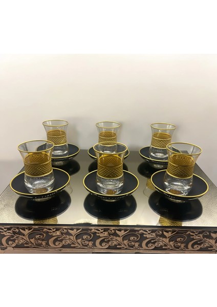 Desenli 6 Kişilik Çay Bardağı Seti