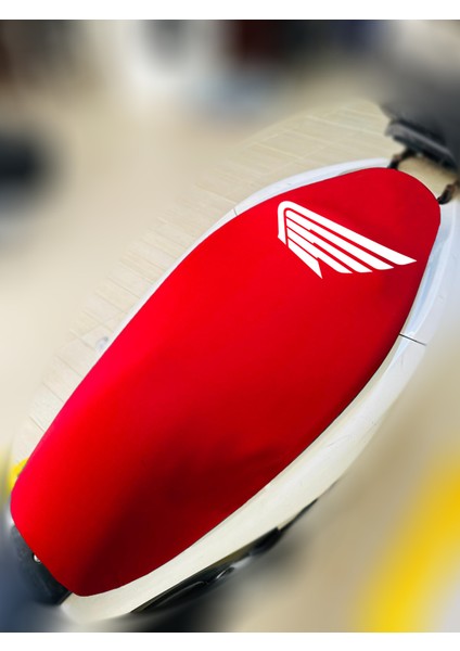 Honda Adv 350 Kırmızı Kumaş Motosiklet Sele Kılıfı Logolu Penye Sele Koltuk Kılıfı-X