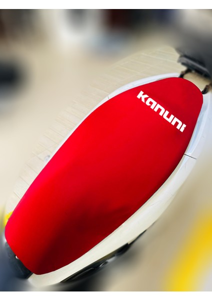 Kanuni Reha Kırmızı Kumaş Motosiklet Sele Kılıfı Logolu Penye Sele Koltuk Kılıfı-X