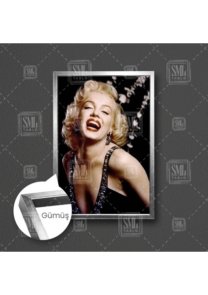 Marılyn Monroe Efsane Hollywood Sarışın Gülücük Kadın Çerçeveli Dikey Kanvas Tablo fırsatları
