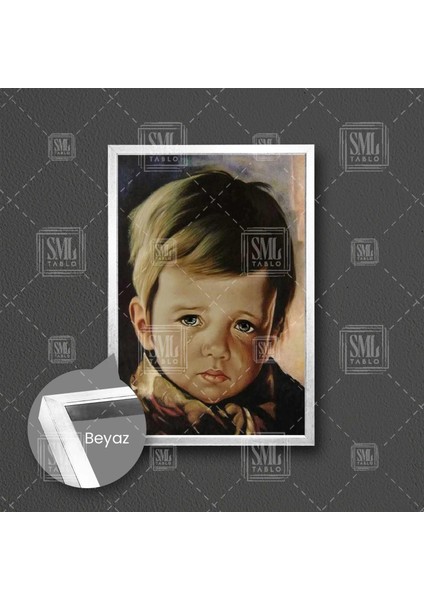 Ağlayan Çocuk Bruno Amadio Çiko Başyapıt Dekor Çerçeveli Dikey Kanvas Tablo