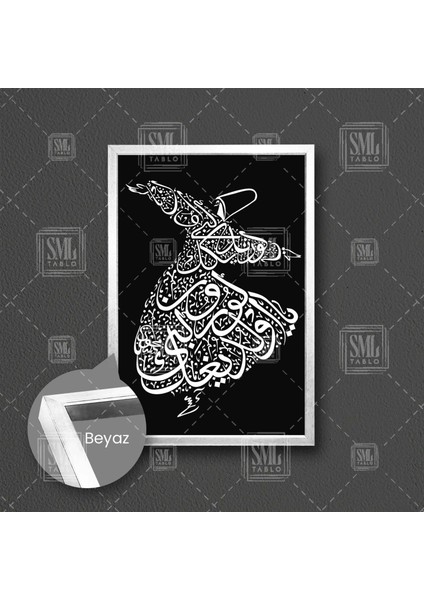 Semezan Temalı Mevlana Mevlevi Sufizm Çerçeveli Dikey Kanvas Tablo