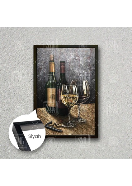 Içki ve Bardak Içinde Yüzen Balık Kadeh Cafe Bar Restorant Mutfak Dekor Çerçeveli Dikey Kanvas Tablo