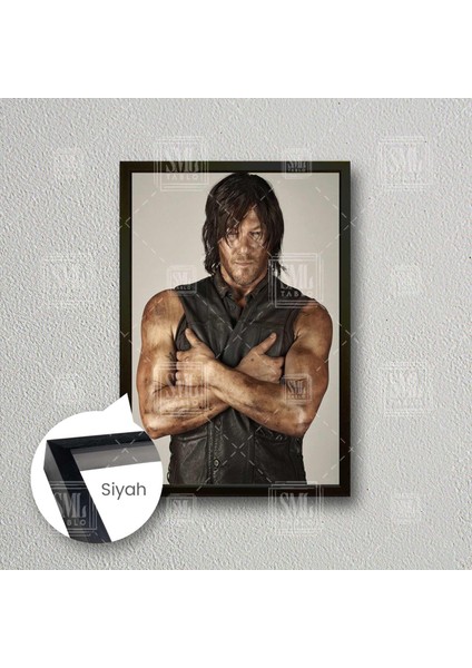 Daryl Dixon The Walking Dead Karizma Çerçeveli Dikey Kanvas Tablo