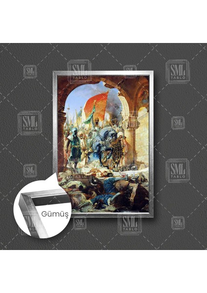 Fatih Sultan Mehmet Istanbula Giriş Istanbulun Fethi Çerçeveli Dikey Kanvas Tablo
