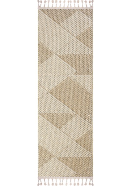 Bress 1413 Bej Yolluk Bukle Yatak Odası Halısı Uzun Antre Hol Koridor Halısı İskandinav Kesme Halı