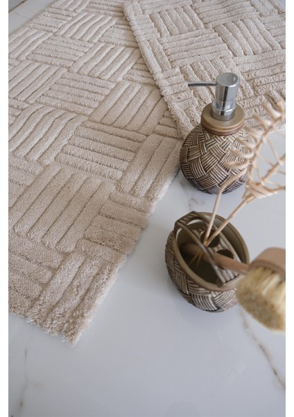 Hcw Cubin Bej Pamuk Viskon 2 Parça Banyo Paspas Seti 40*60+60*100 cm fiyatları