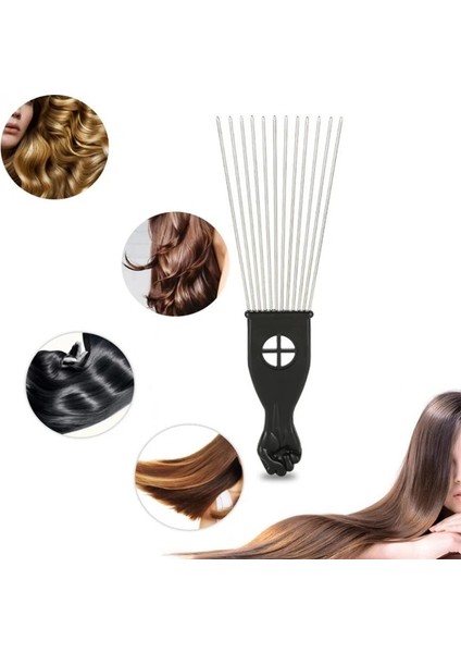 Profesyonel Salon Kullanımı Siyah Metal Afrika Seçim Tarak Tarak Eklemek Saç Alma Tarak Geniş Diş Çatal Saç Kıvırcık Fırça Tarak (Yurt Dışından)